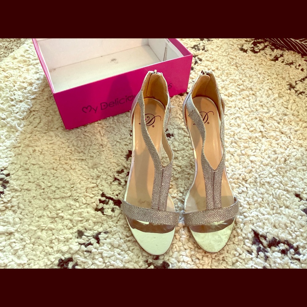 Silver T-Strap Heels